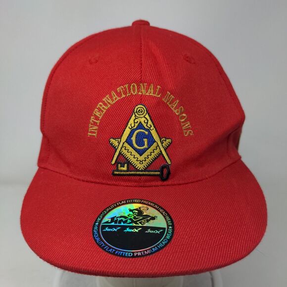 International Masons Snapback Hat Red One Size Embroidered W/Tags Jinx - Picture 2 of 9